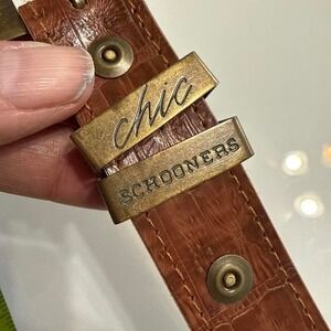 Chic Schooners Brown faux leather belt with gold buckle